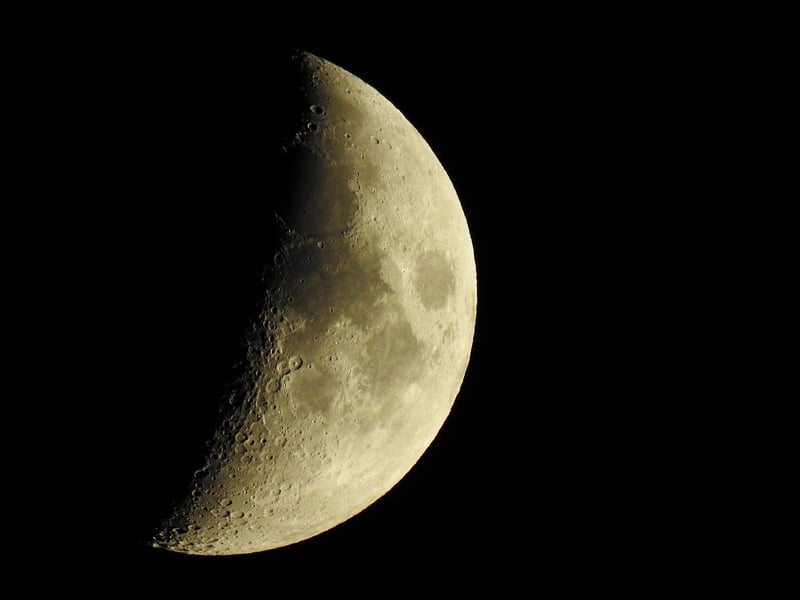 Crescent moon in the night sky